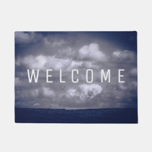 Tapis de porte bleu d'ACCUEIL de coutume de nuages