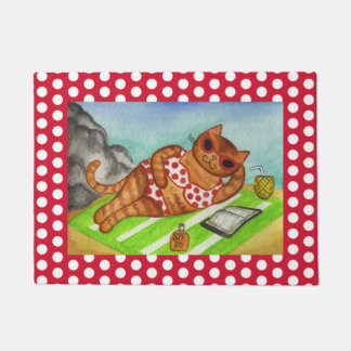 Tapis de porte chat bikini plage