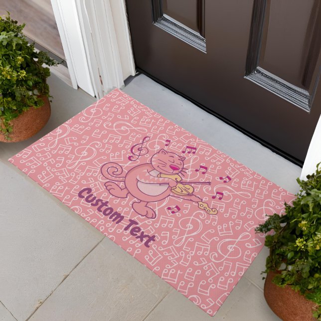 Tapis de porte chat rose avec violon (Créateur téléchargé)