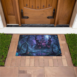 Tapis de porte Château hanté d'Halloween