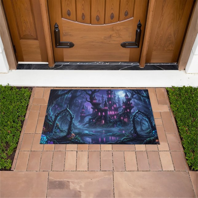 Tapis de porte Château hanté d'Halloween (De plein air)
