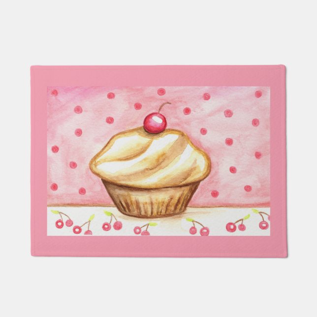 Tapis de porte Cupcake Cerise  (Devant)