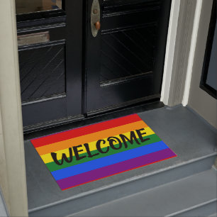 Tapis de porte d'accueil de drapeau de gay pride