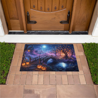 Tapis de porte d'arbre de citrouille d'Halloween