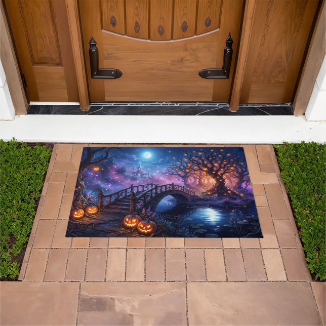 Tapis de porte d'arbre de citrouille d'Halloween (De plein air)