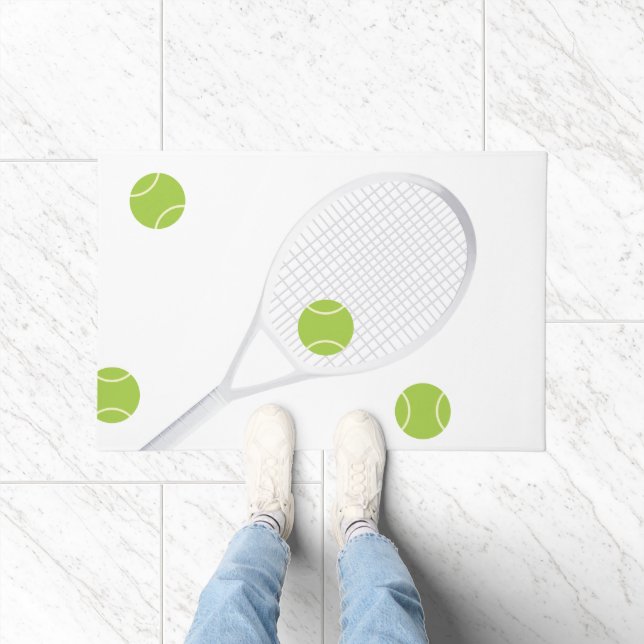Tapis de porte de balle de tennis blanc moderne (Intérieur)