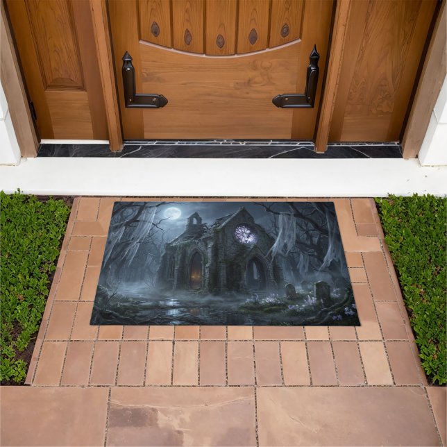Tapis de porte de chapelle hantée Halloween (De plein air)