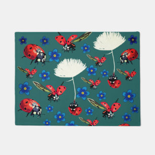 Tapis de porte de coccinelles et de fleurs