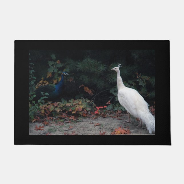 Tapis de porte de deux paons (Devant)