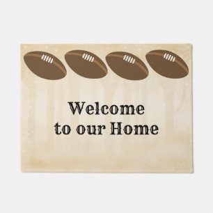 Tapis de porte de football marron et beige