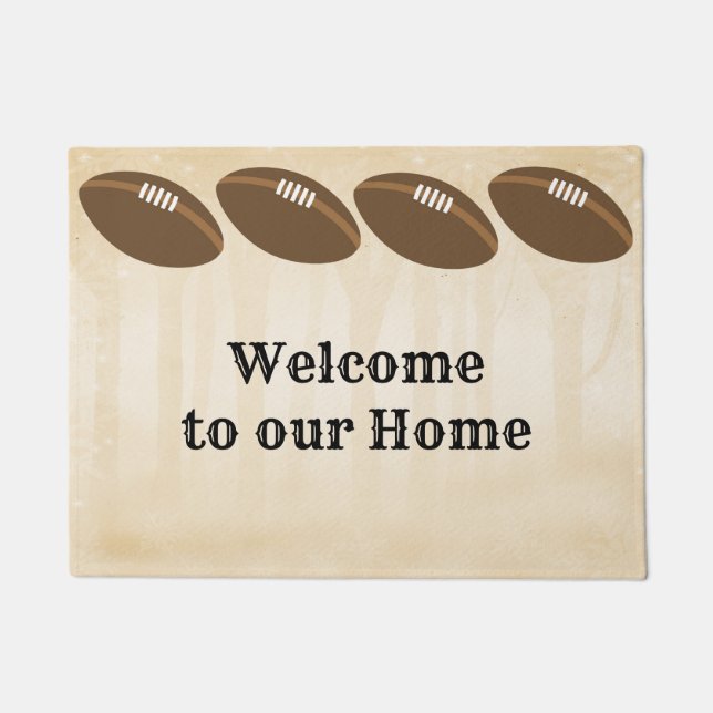 Tapis de porte de football marron et beige (Devant)