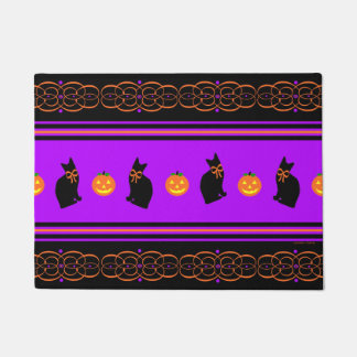 Tapis de porte de Halloween "de chats noirs et de