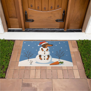 Tapis de porte de Noël Bonhomme de neige Dachshund