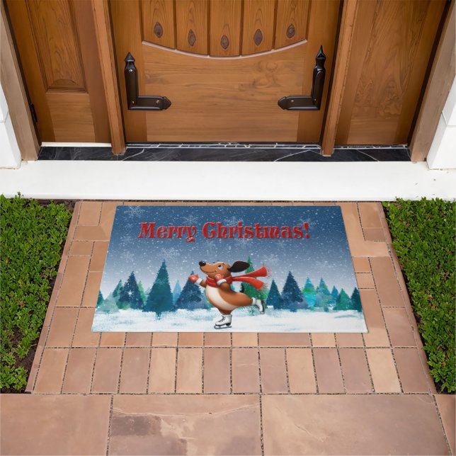 Tapis de porte de Noël de patinage sur glace de te (De plein air)
