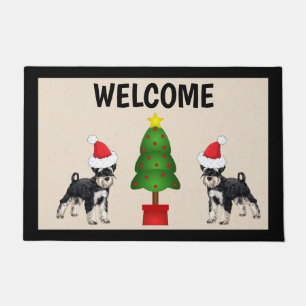 Tapis de porte de Noël Schnauzer