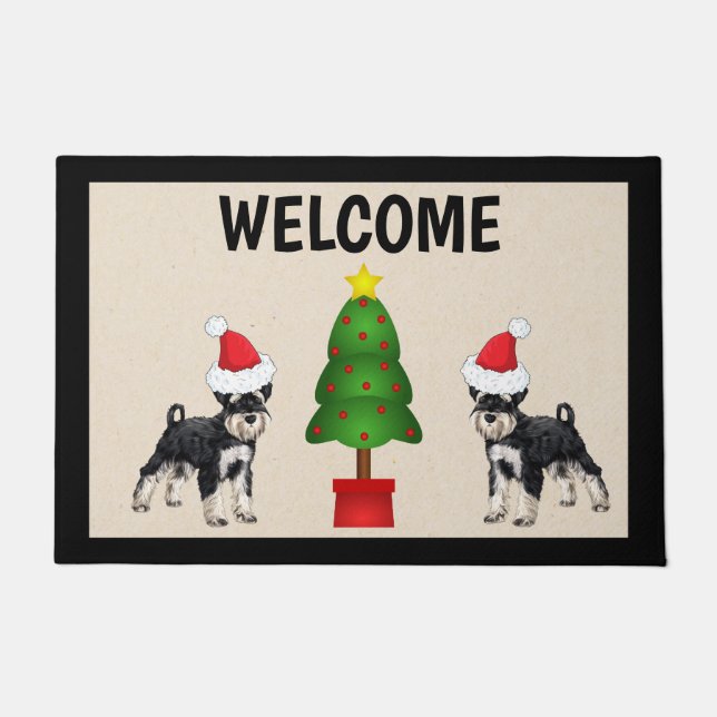 Tapis de porte de Noël Schnauzer (Devant)