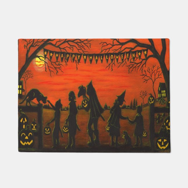 Tapis de porte de silhouette de Halloween (Devant)