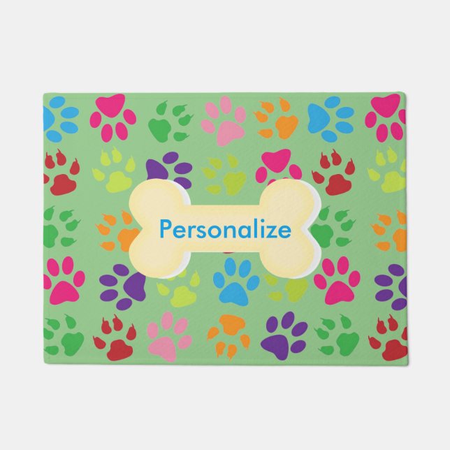 Tapis de porte d'empreinte de patte d'arc-en-ciel (Devant)