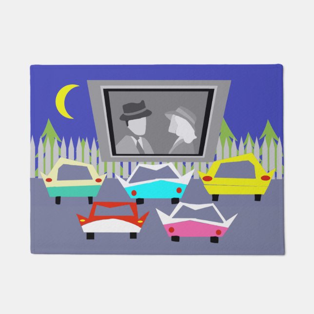 Tapis de porte drive-in de film de petite ville (Devant)