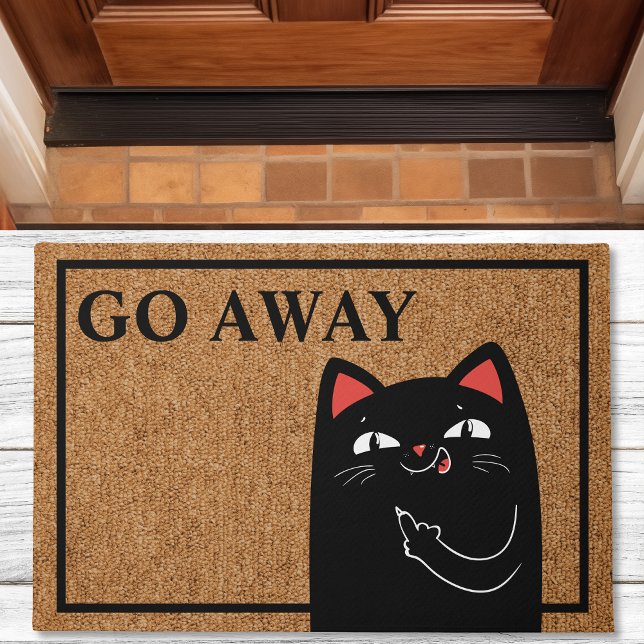 Tapis de porte drôle avec chat et doigt d'honneur (Créateur téléchargé)