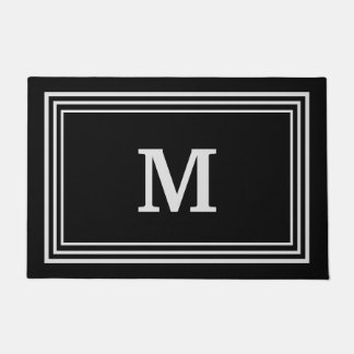 Tapis de porte élégant gris monogrammé