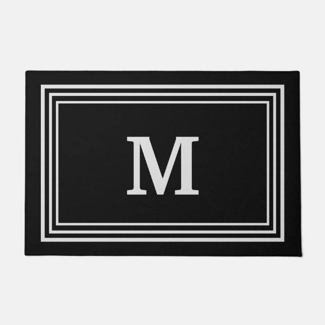 Tapis de porte élégant gris monogrammé (Devant)