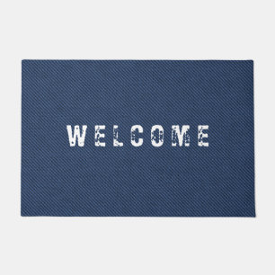 Tapis de porte en faux denim de jeans bleus