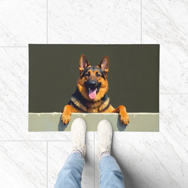Tapis de porte en forme de Berger Allemand (Intérieur)
