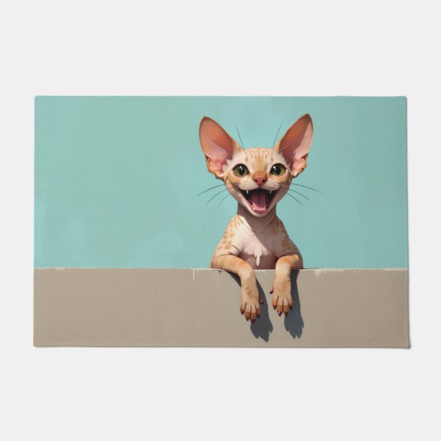 Tapis de porte en forme de chat Devon Rex (Devant)