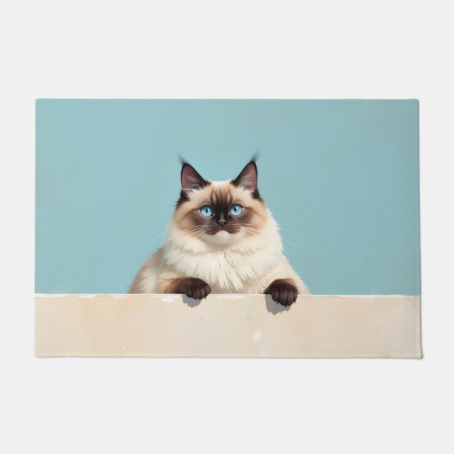 Tapis de porte en forme de chat Ragdoll (Devant)