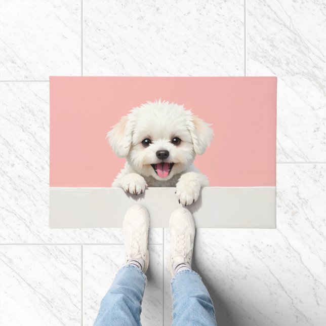Tapis de porte en forme de chien Bichon Frisé (Intérieur)