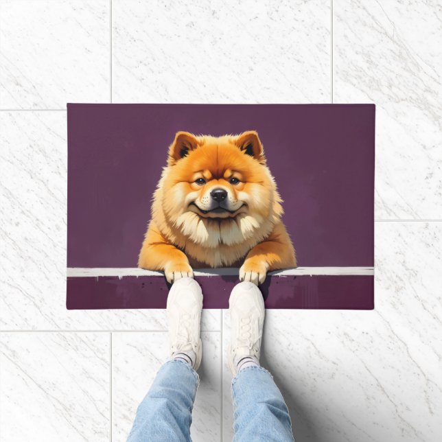 Tapis de porte en forme de chien Chow Chow (Intérieur)