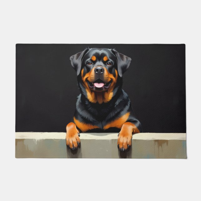 Tapis de porte en forme de chien Rottweiler (Devant)