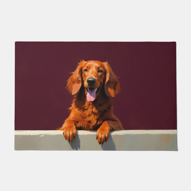 Tapis de porte en forme de Setter Rouge Irlandais (Devant)