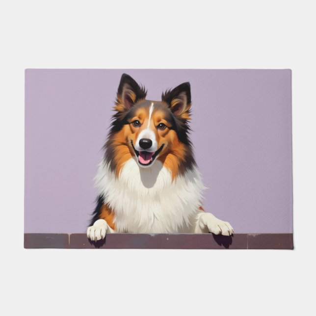 Tapis de porte en forme de Shetland Sheepdog (Devant)