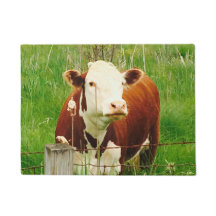 Tapis de porte en herbe verte marron de vache mign
