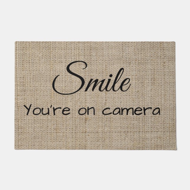 Tapis de porte en toile de jute Camera Smile (Devant)
