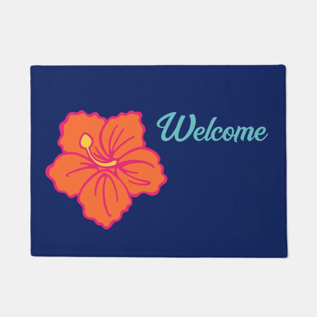 Tapis de porte Fleur Tropical Hawaïen  (Devant)