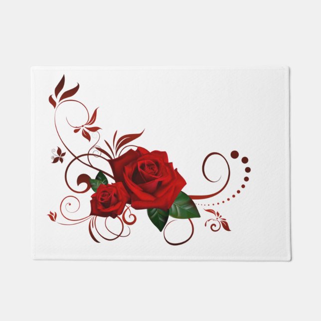 Tapis de porte floral Rose rouge (Devant)