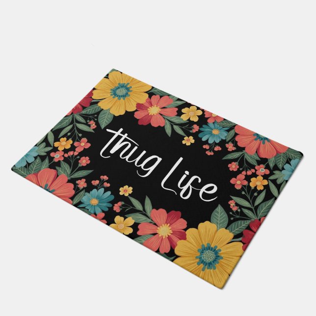Tapis de porte floral Thug Life (Incliné)