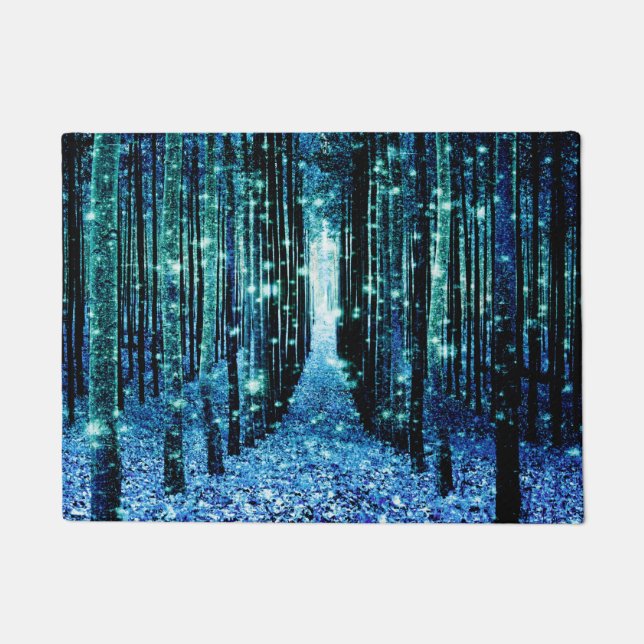 Tapis de porte : Forêt Magique Turquoise Bleu-vert (Devant)