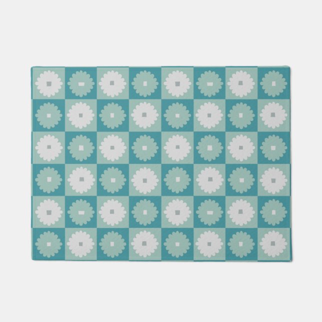 Tapis de porte géométrique moderne de fleurs de la (Devant)