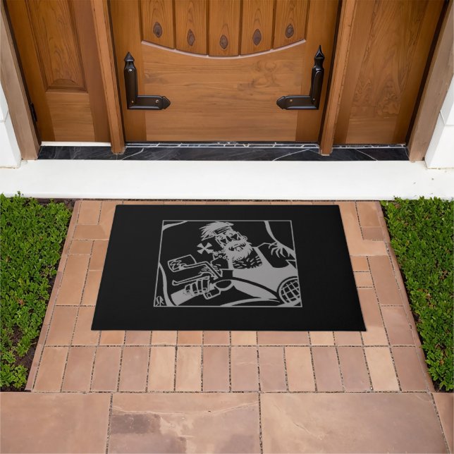 Tapis de porte gris et noir du Biker Bro (De plein air)