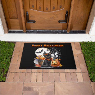 Tapis de porte Halloween Chat Effrayant et Citroui