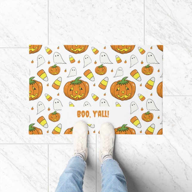 Tapis de porte Halloween Citrouille Fantomatique (Intérieur)