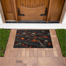 Tapis de porte Halloween Crâne enflammé Illusion 3
