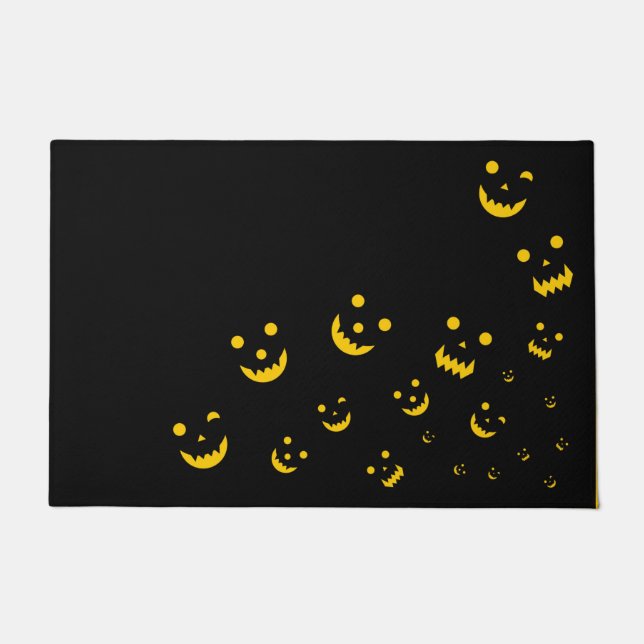 Tapis de porte Halloween visages lumineux (Devant)