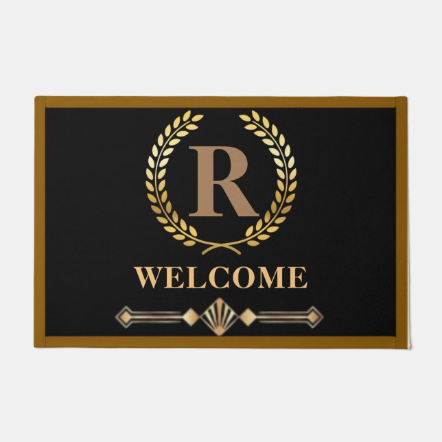 Tapis de porte initial personnalisé Couronne de la (Devant)