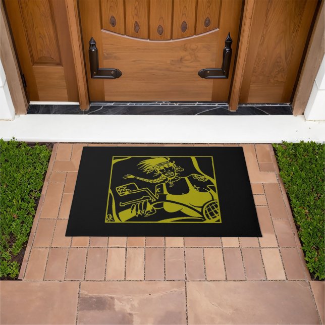 Tapis de porte jaune et noir (De plein air)