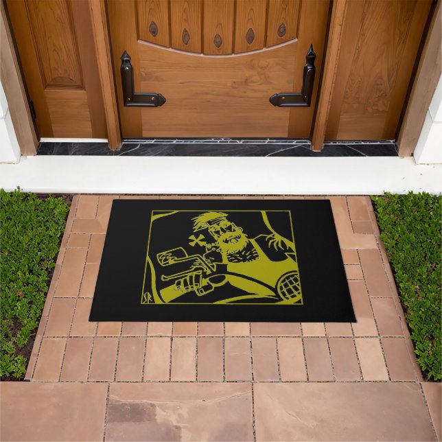 Tapis de porte jaune et noir Biker Bro (De plein air)